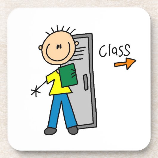 Junge in der Schule Untersetzer (Vorderseite)