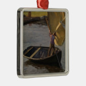 Junge in einem Sailboat am Fluss (von Magnus Encke Ornament Aus Metall (Rechts)