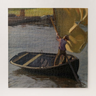 Junge in einem Sailboat am Fluss (von Magnus Encke Puzzle