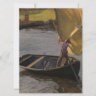 Junge in einem Sailboat auf dem Fluss Karte