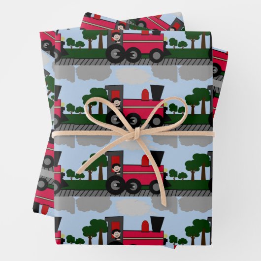 Junge in einem Zug, jedes Mal Wrapping Paper Geschenkpapier Set (Beispiel)