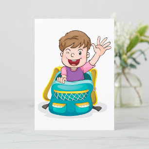 Junge in einer Schultasche Einladung