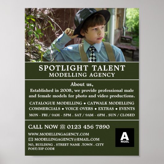 Junge in Hut, Modellieragentur, Model Agent Poster (Vorne)