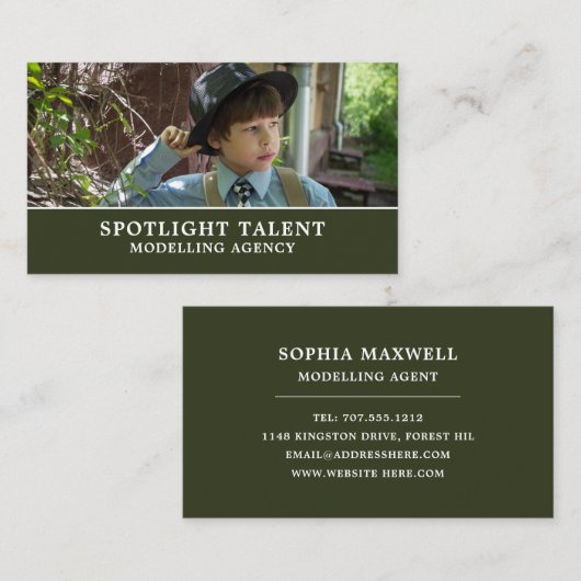 Junge in Hut, Modellieragentur, Model Agent Visitenkarte (Vorne/Hinten)