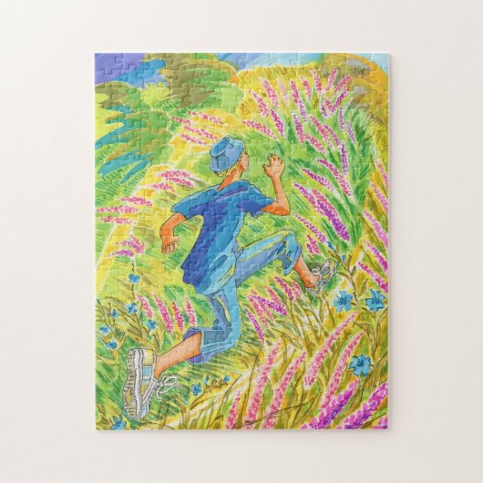 Junge in Lavender Field Puzzle (Vertikal)