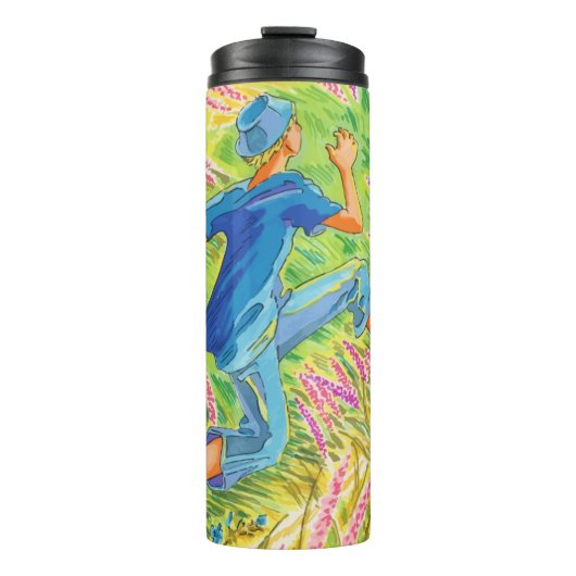 Junge in Lavender Field Thermosbecher (Vorderseite)