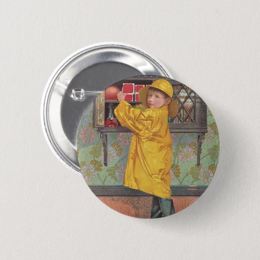 Junge in Raincoat Button (Vorne & Hinten)