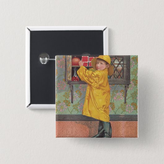 Junge in Raincoat Button (Vorne & Hinten)