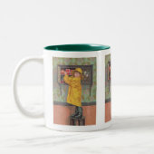 Junge in Raincoat Zweifarbige Tasse (Links)