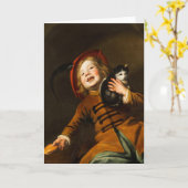 Junge in Red Cap Holding Kitten von Judith Leyster Karte (Gelbe Blume)