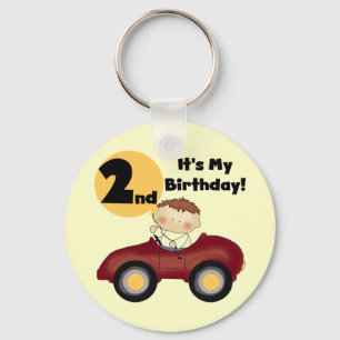 Junge in Red Car 2. Geburtstag Hemden und Geschenk Schlüsselanhänger