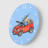 Junge in Red Toy Car - Wall Clock Große Wanduhr (Winkel)