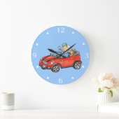 Junge in Red Toy Car - Wall Clock Große Wanduhr (Zuhause)