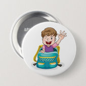 Junge in Rucksack Wave Fun School Kind Button (Vorne & Hinten)