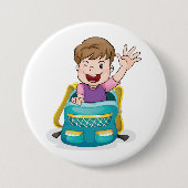 Junge in Rucksack Wave Fun School Kind Button (Vorderseite)