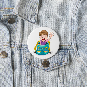 Junge in Rucksack Wave Fun School Kind Button