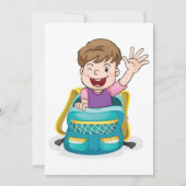 Junge in Rucksack Wave Fun School Kind Einladung (Vorderseite)