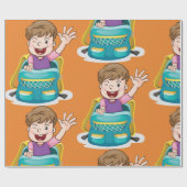 Junge in Rucksack Wave Fun School Kind Geschenkpapier (Flach)