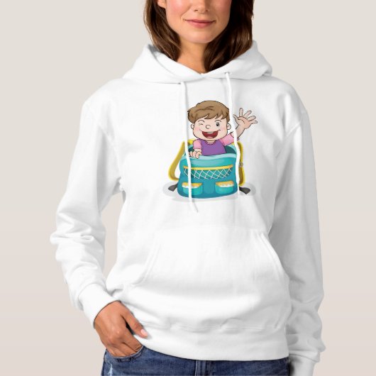Junge in Rucksack Wave Fun School Kind Hoodie (Vorderseite)