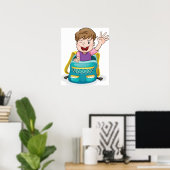 Junge in Rucksack Wave Fun School Kind Poster (Heimbüro)