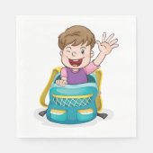 Junge in Rucksack Wave Fun School Kind Serviette (Vorderseite)