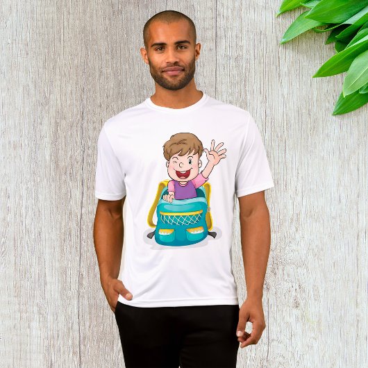 Junge in Rucksack Wave Fun School Kind T-Shirt