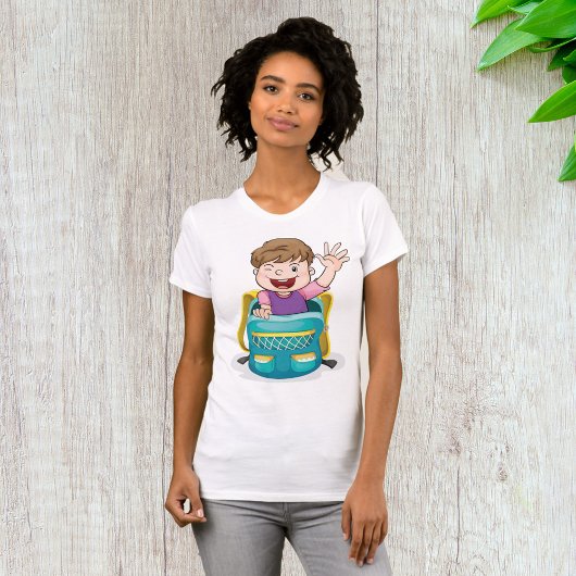 Junge in Rucksack Wave Fun School Kind T-Shirt