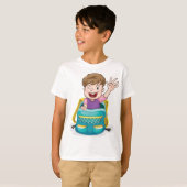 Junge in Rucksack Wave Fun School Kind T-Shirt (Vorne ganz)