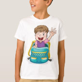 Junge in Rucksack Wave Fun School Kind T-Shirt (Vorderseite)