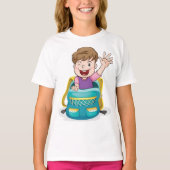 Junge in Rucksack Wave Fun School Kind T-Shirt (Vorderseite)