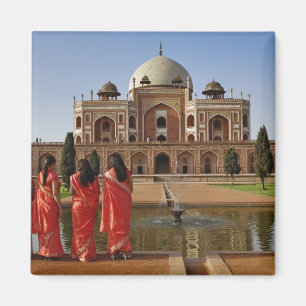 Junge indische Damen und Humayun-Mausoleum, Delhi, Magnet
