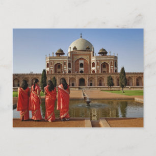 Junge indische Damen und Humayun's Tomb, Delhi, Postkarte