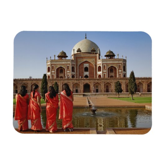 Junge indische Frauen und Humayun's Grab, Delhi, Magnet (Horizontal)