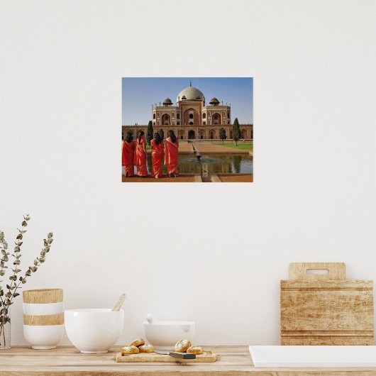 Junge indische Frauen und Humayun's Grab, Delhi, Poster (Küche)