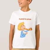 Junge isst eine riesige Scheibe Pizza T-Shirt (Vorderseite)
