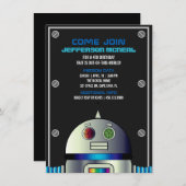 Junge JA AGE Space ROBOT BIRTHDAY Science Party Einladung (Vorne/Hinten)