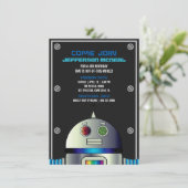 Junge JA AGE Space ROBOT BIRTHDAY Science Party Einladung (Stehend Vorderseite)
