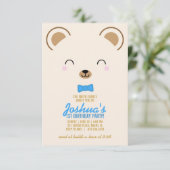 Junge JA ALGE Teddy BAR BIRTHDAY Party blau Einladung (Stehend Vorderseite)