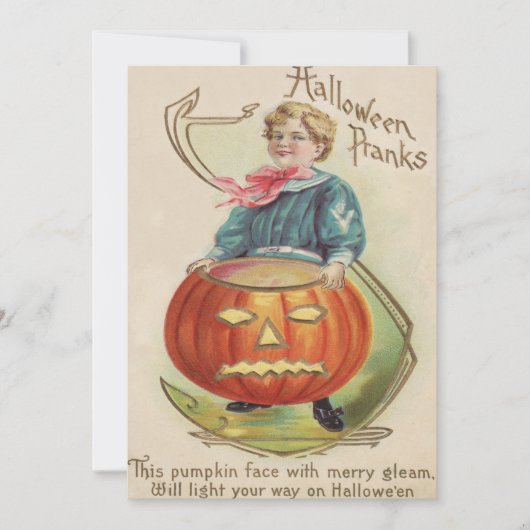 Junge Jack O Lantern Kürbis Gedicht (Vorderseite)