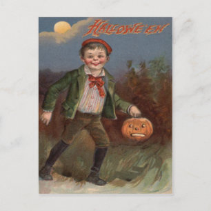 Junge Jack O Lantern Süßigkeiten oder Saures Postkarte