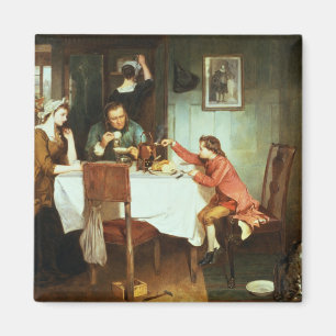 Junge James Watt, der mit Dampf spielt Magnet