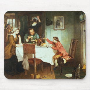 Junge James Watt, der mit Dampf spielt Mousepad