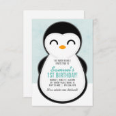 Junge JEDES ALTER Winter PENGUIN GEBURTSTAG niedli Einladung (Vorne/Hinten)