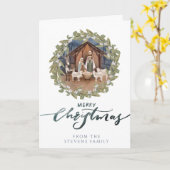 Junge Jesus in der Krippe des Mangers Geflochtenes Karte (Gelbe Blume)