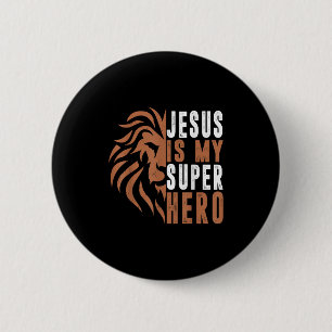 Junge Jesus ist mein Superheld Christlicher Gott S Button