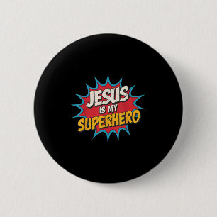 Junge Jesus ist mein Superheld Christlicher Gott S Button