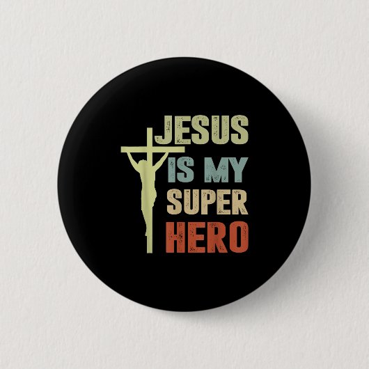 Junge Jesus ist mein Superheld Christlicher Gott S Button (Vorderseite)