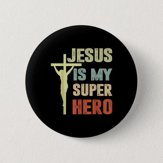 Junge Jesus ist mein Superheld Christlicher Gott S Button (Vorderseite)