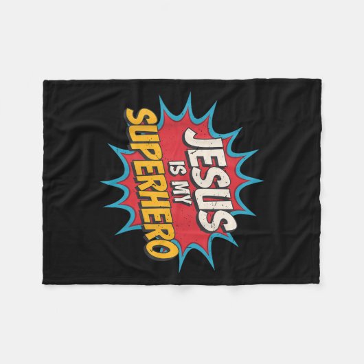 Junge Jesus ist mein Superheld Christlicher Gott S Fleecedecke (Vorderseite (Horizontal))