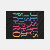 Junge Jesus ist mein Superheld Christlicher Gott S Fleecedecke (Vorderseite (Horizontal))